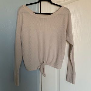 Abercrombie Tie Front Cream Sweater